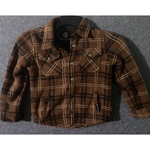 Weatherproof Jacket Boy 6/7 Windowpane Plaid Sherpa Lined Snap Flannel Shacket